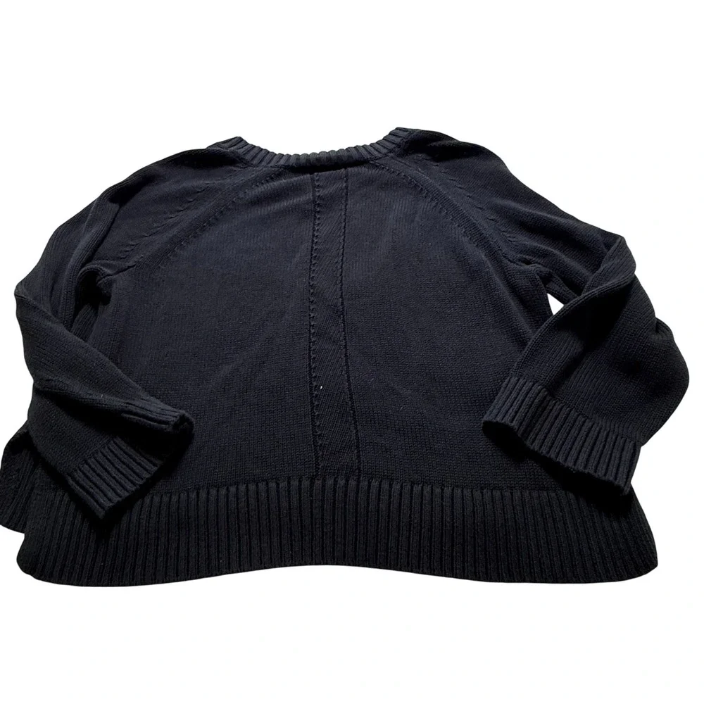 J.CREW V-Neck Sweater WMS XL NAVY Cotton‎ Oversized Side Slit Raglan Knit